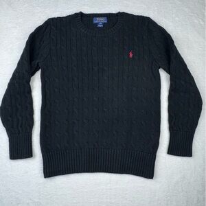 Polo Ralph Lauren boys black cable-knit cotton sweater. Size M (10-12)